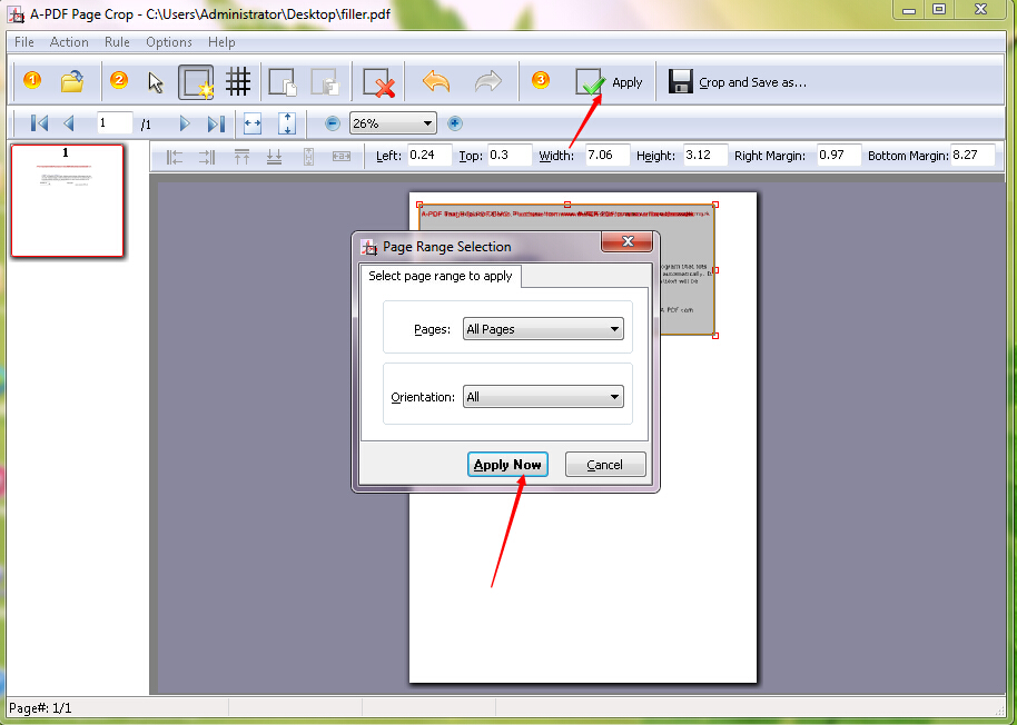 How to remove the blank margin of PDF page by using APDF Page Crop? [A